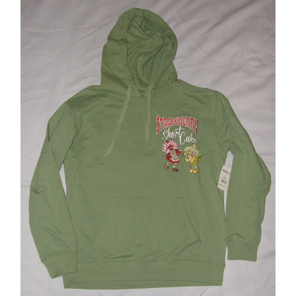 NEW Green Sz Medium (8-10) Embroidered STRAWBERRY SHORTCAKE Hooded Sweatshirt